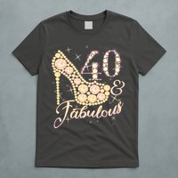 Fabulous & 40 Sparkly Heel 40th Birthday T-Shirt