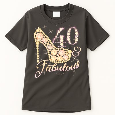 Fabulous & 40 Sparkly Heel 40th Birthday Tall T-Shirt