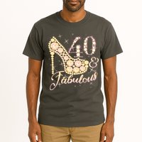 Fabulous & 40 Sparkly Heel 40th Birthday Tall T-Shirt