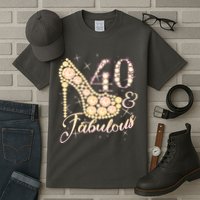 Fabulous & 40 Sparkly Heel 40th Birthday Tall T-Shirt