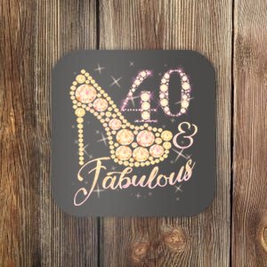 Fabulous & 40 Sparkly Heel 40th Birthday Coaster