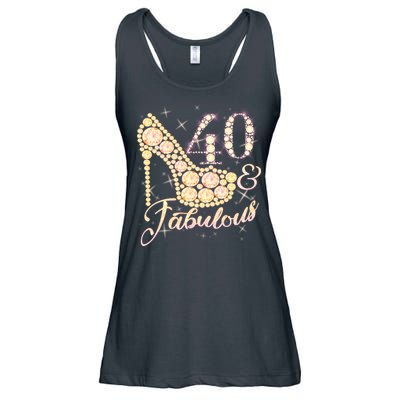 Fabulous & 40 Sparkly Heel 40th Birthday Ladies Essential Flowy Tank
