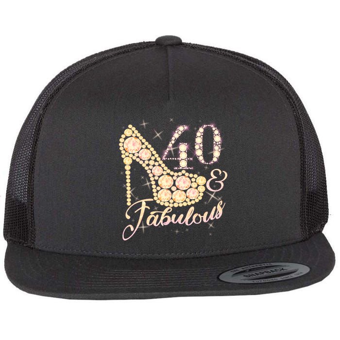 Fabulous & 40 Sparkly Heel 40th Birthday Flatbill Hat