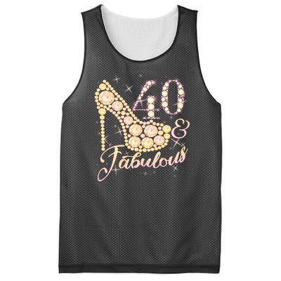 Fabulous & 40 Sparkly Heel 40th Birthday Mesh Reversible Basketball Jersey Tank