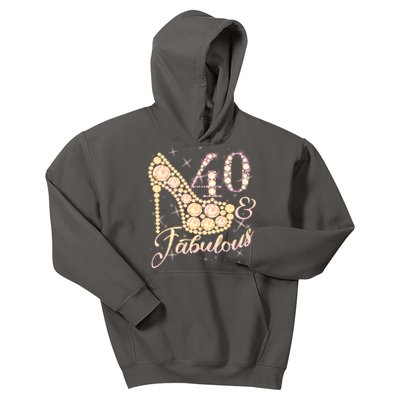 Fabulous & 40 Sparkly Heel 40th Birthday Kids Hoodie