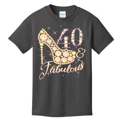 Fabulous & 40 Sparkly Heel 40th Birthday Kids T-Shirt