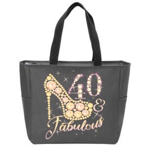 Fabulous & 40 Sparkly Heel 40th Birthday Zip Tote Bag