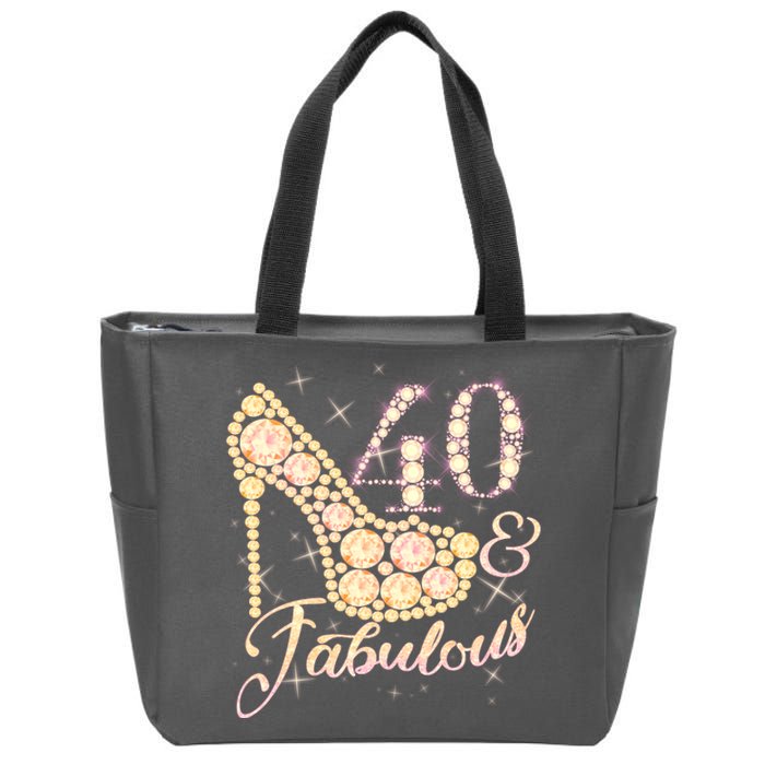 Fabulous & 40 Sparkly Heel 40th Birthday Zip Tote Bag