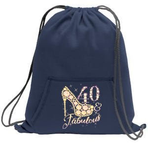 Fabulous & 40 Sparkly Heel 40th Birthday Sweatshirt Cinch Pack Bag