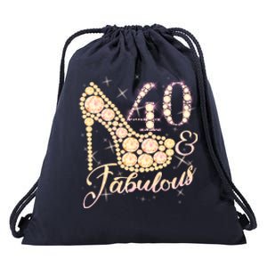 Fabulous & 40 Sparkly Heel 40th Birthday Drawstring Bag