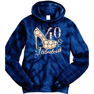 Fabulous & 40 Sparkly Heel 40th Birthday Tie Dye Hoodie