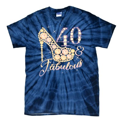 Fabulous & 40 Sparkly Heel 40th Birthday Tie-Dye T-Shirt