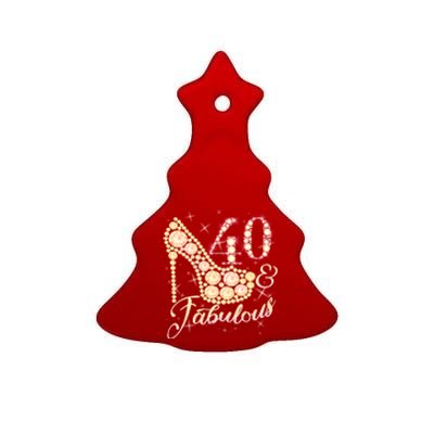 Fabulous & 40 Sparkly Heel 40th Birthday Ceramic Tree Ornament