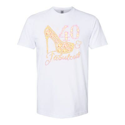 Fabulous & 40 Sparkly Heel 40th Birthday Softstyle® CVC T-Shirt