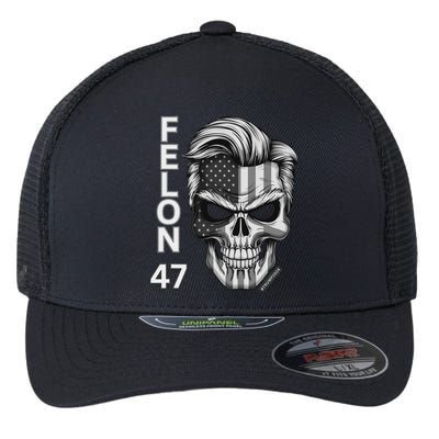 Felon 47 Trump 2024 Skull Convicted 34 Landslide Flexfit Unipanel Trucker Cap