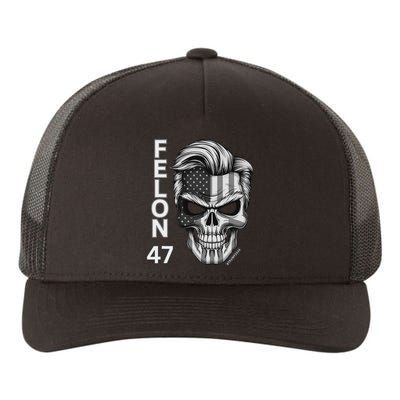 Felon 47 Trump 2024 Skull Convicted 34 Landslide Yupoong Adult 5-Panel Trucker Hat