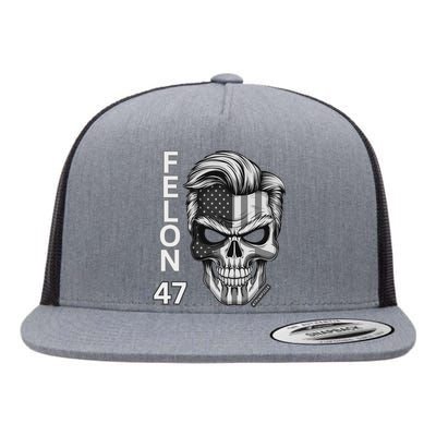 Felon 47 Trump 2024 Skull Convicted 34 Landslide Flat Bill Trucker Hat