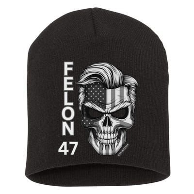 Felon 47 Trump 2024 Skull Convicted 34 Landslide Short Acrylic Beanie