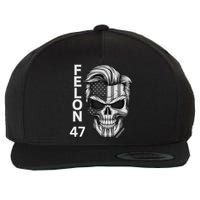 Felon 47 Trump 2024 Skull Convicted 34 Landslide Wool Snapback Cap