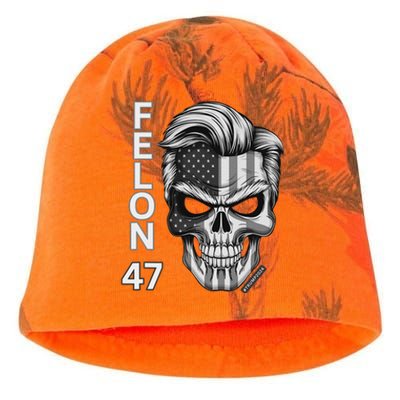 Felon 47 Trump 2024 Skull Convicted 34 Landslide Kati - Camo Knit Beanie