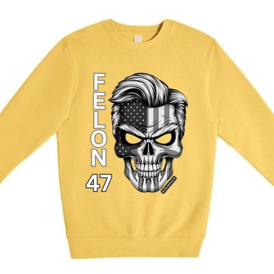 Felon 47 Trump 2024 Skull Convicted 34 Landslide Premium Crewneck Sweatshirt