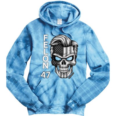 Felon 47 Trump 2024 Skull Convicted 34 Landslide Tie Dye Hoodie