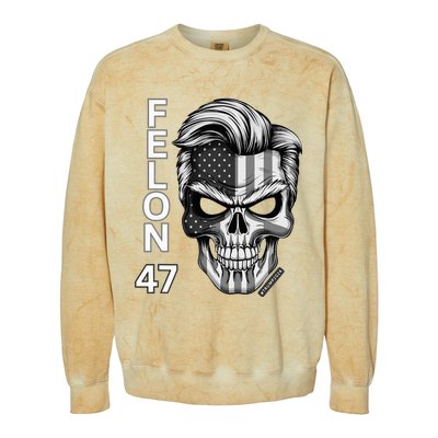 Felon 47 Trump 2024 Skull Convicted 34 Landslide Colorblast Crewneck Sweatshirt