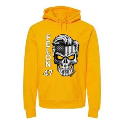 Felon 47 Trump 2024 Skull Convicted 34 Landslide Premium Hoodie