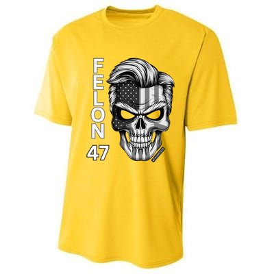 Felon 47 Trump 2024 Skull Convicted 34 Landslide Performance Sprint T-Shirt