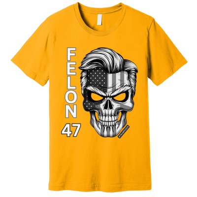 Felon 47 Trump 2024 Skull Convicted 34 Landslide Premium T-Shirt