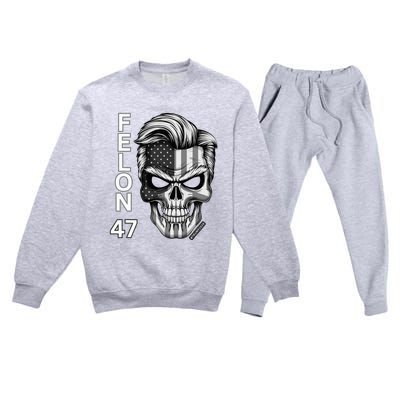 Felon 47 Trump 2024 Skull Convicted 34 Landslide Premium Crewneck Sweatsuit Set