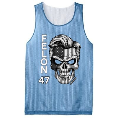 Felon 47 Trump 2024 Skull Convicted 34 Landslide Mesh Reversible Basketball Jersey Tank