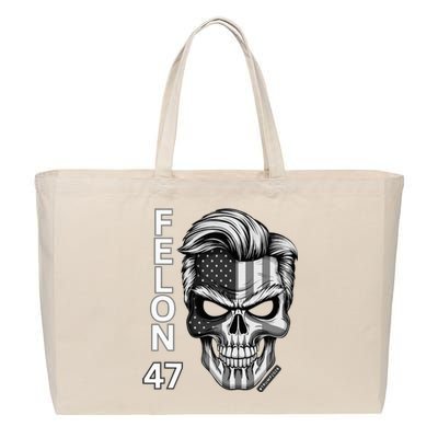 Felon 47 Trump 2024 Skull Convicted 34 Landslide Cotton Canvas Jumbo Tote