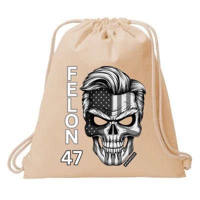 Felon 47 Trump 2024 Skull Convicted 34 Landslide Drawstring Bag