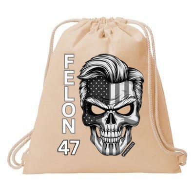 Felon 47 Trump 2024 Skull Convicted 34 Landslide Drawstring Bag