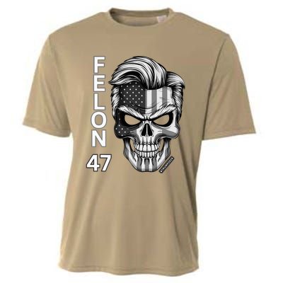 Felon 47 Trump 2024 Skull Convicted 34 Landslide Cooling Performance Crew T-Shirt