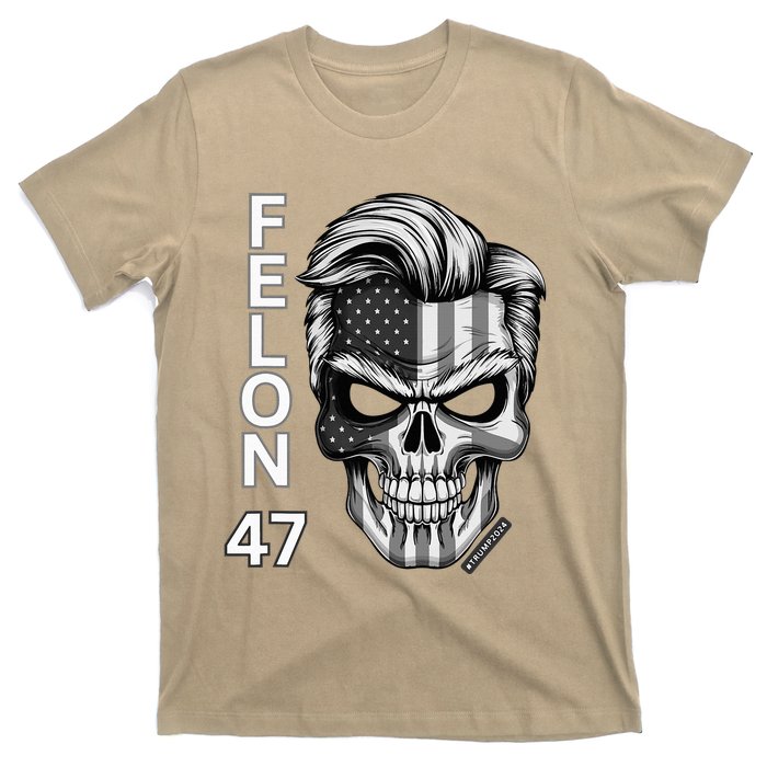 Felon 47 Trump 2024 Skull Convicted 34 Landslide T-Shirt