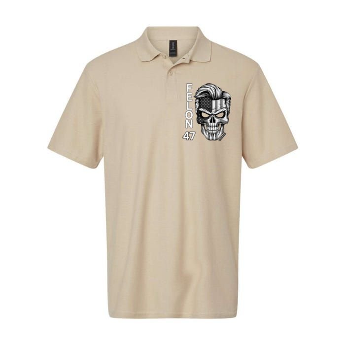 Felon 47 Trump 2024 Skull Convicted 34 Landslide Softstyle Adult Sport Polo