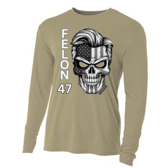 Felon 47 Trump 2024 Skull Convicted 34 Landslide Cooling Performance Long Sleeve Crew