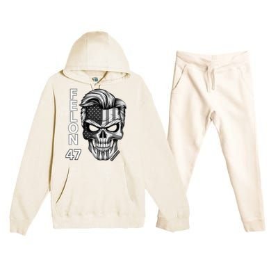 Felon 47 Trump 2024 Skull Convicted 34 Landslide Premium Hooded Sweatsuit Set