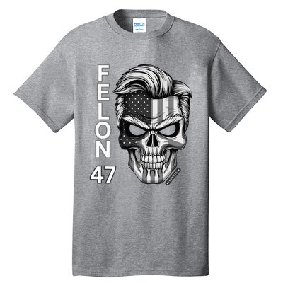 Felon 47 Trump 2024 Skull Convicted 34 Landslide Tall T-Shirt