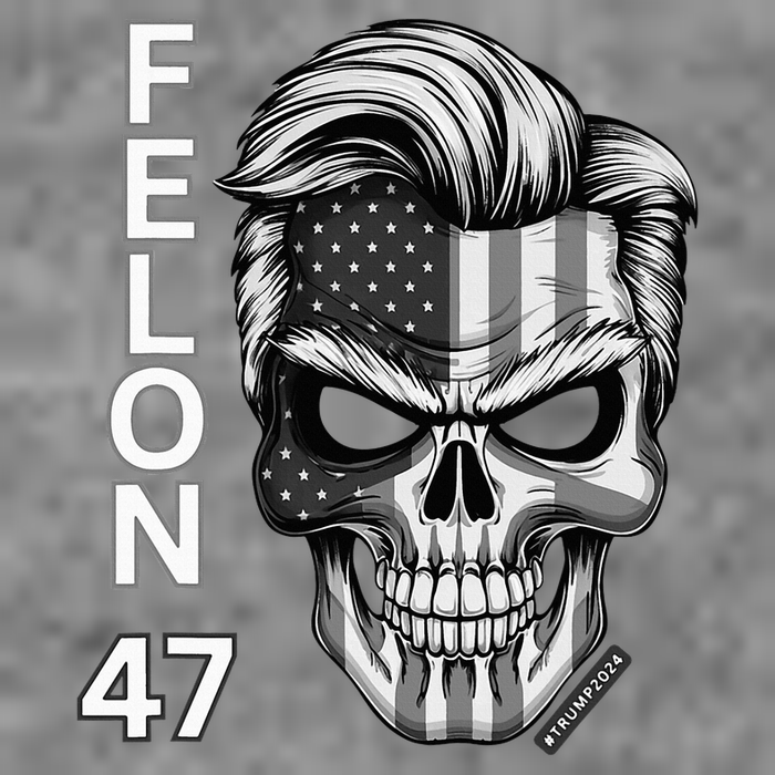 Felon 47 Trump 2024 Skull Convicted 34 Landslide 7-Panel Snapback Hat