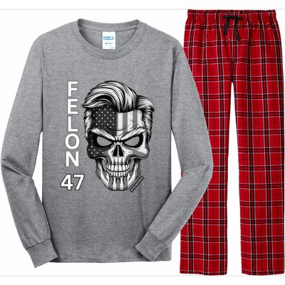 Felon 47 Trump 2024 Skull Convicted 34 Landslide Long Sleeve Pajama Set