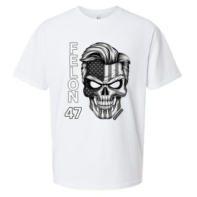 Felon 47 Trump 2024 Skull Convicted 34 Landslide Sueded Cloud Jersey T-Shirt