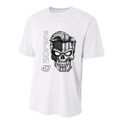 Felon 47 Trump 2024 Skull Convicted 34 Landslide Youth Performance Sprint T-Shirt