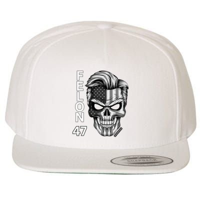 Felon 47 Trump 2024 Skull Convicted 34 Landslide Wool Snapback Cap
