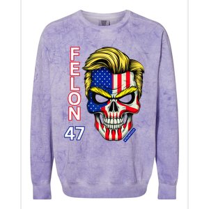 Felon 47 Trump 2024 Skull Convicted 34 Landslide Colorblast Crewneck Sweatshirt