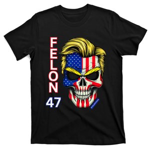 Felon 47 Trump 2024 Skull Convicted 34 Landslide T-Shirt