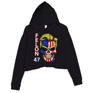 Felon 47 Trump 2024 Skull Convicted 34 Landslide Crop Fleece Hoodie