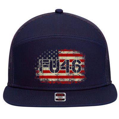 FU 46 Vintage Old American Flag Funny Biden Patriots FU46 7 Panel Mesh Trucker Snapback Hat
